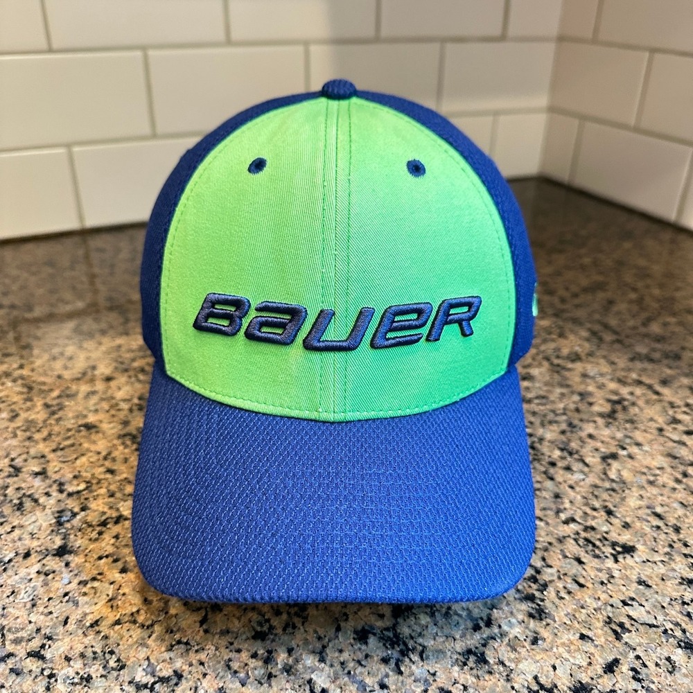 Bauer New Era 39THIRTY Flex Fit Baseball Cap  Medium Large Royal Blue Lime Green
